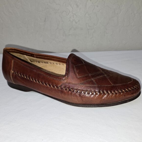 Santoni Brown Leather Slip On Loafers Made In Italy Men's Size 11.5 D - Picture 2 of 9
